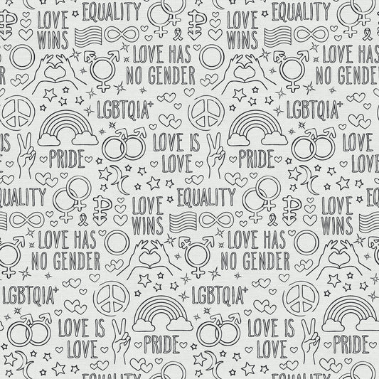 Love Wins Outlines (Half yard cut) - Love is Love Pride Fabrics - Mx Domestic