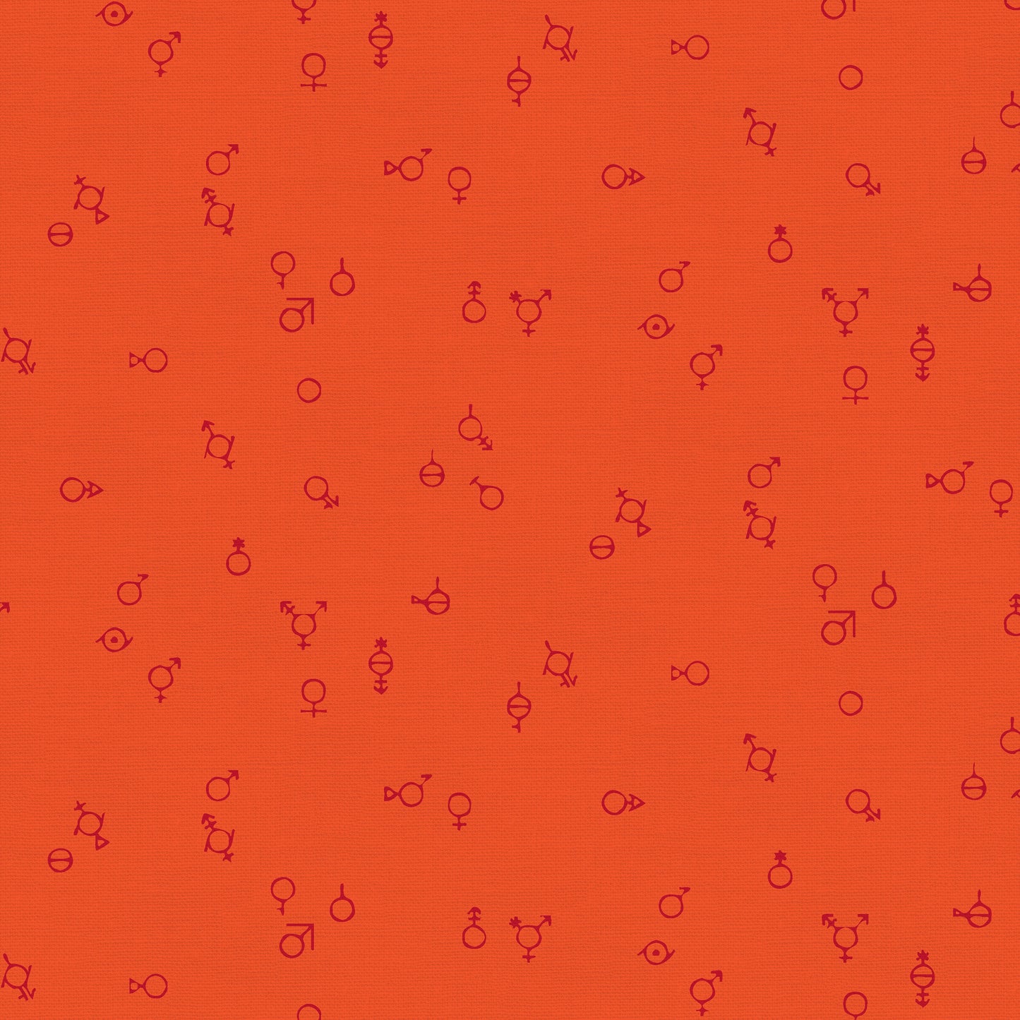 Gender Symbols Orange (Half yard cut) - Love is Love Pride Fabrics - Mx Domestic