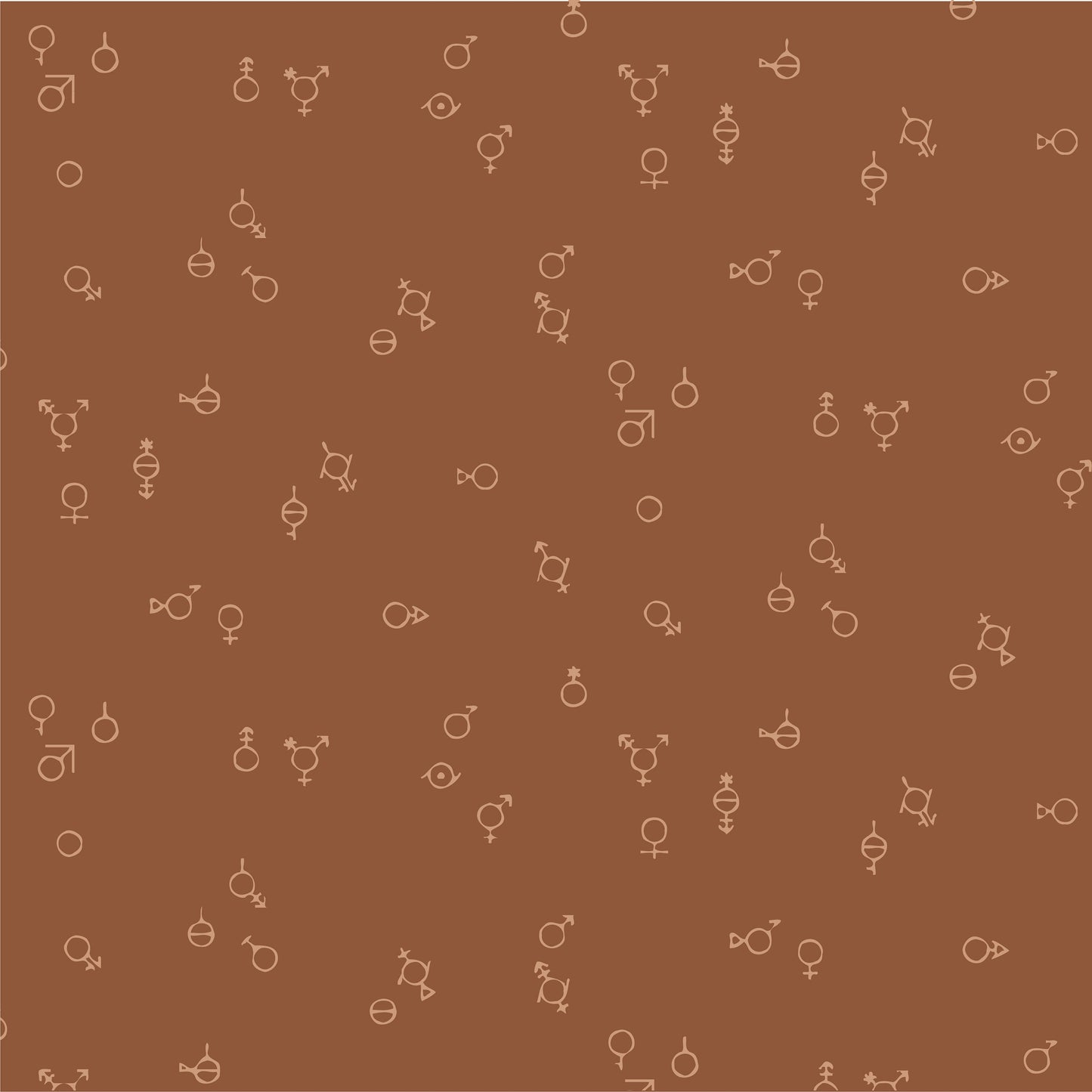 Gender Symbols Brown (Half yard cut) - Love is Love Pride Fabrics - Mx Domestic