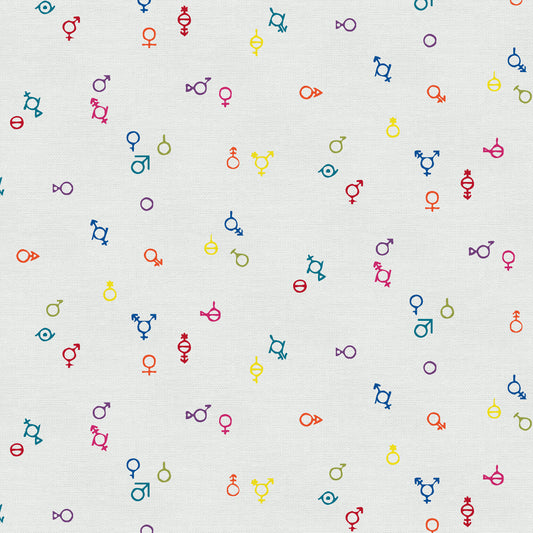 Gender Symbols Rainbow (Half yard cut) - Love is Love Pride Fabrics - Mx Domestic