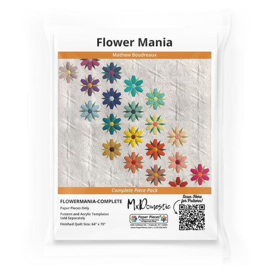 Flowermania English Paper Piecing Full Quilt (Papers Only)