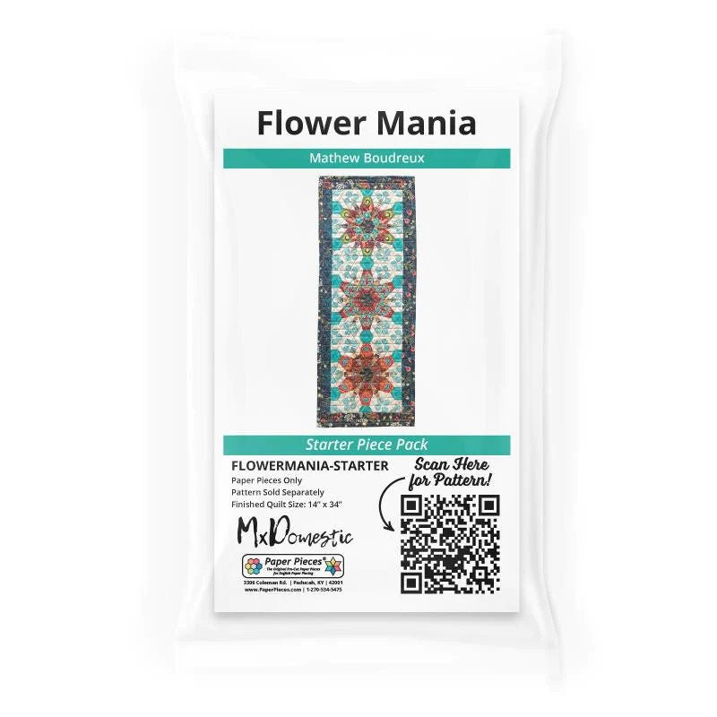 Paquete básico de camino de mesa con piezas de papel inglés de Flowermania (solo papeles)