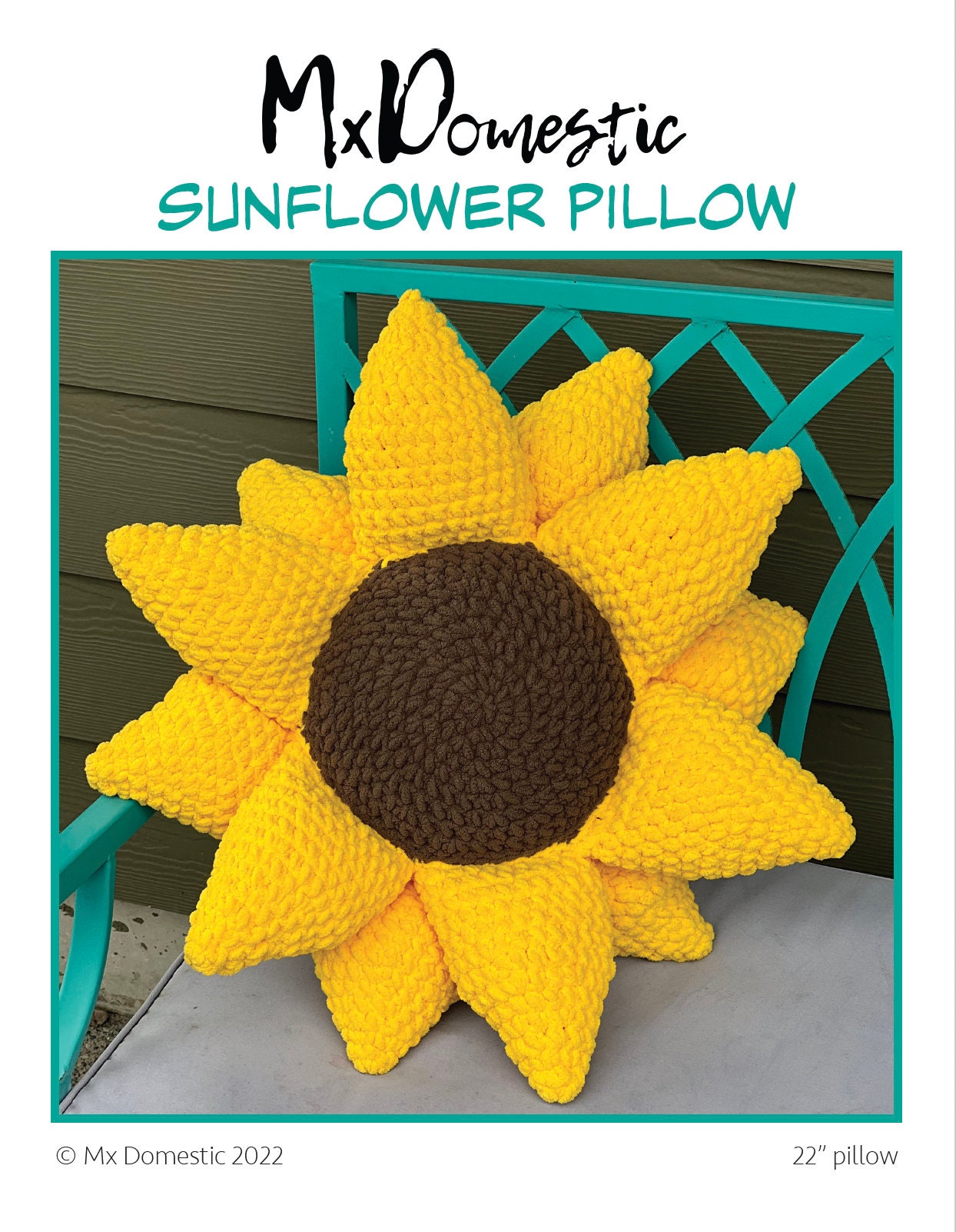 22" Crochet Sunflower Pillow PDF Pattern by Mx Domestic